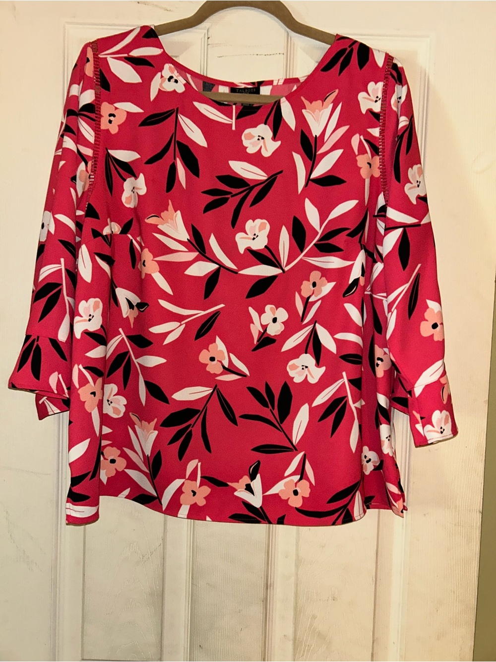 Talbots Pink Floral Cold-Shoulder Blouse